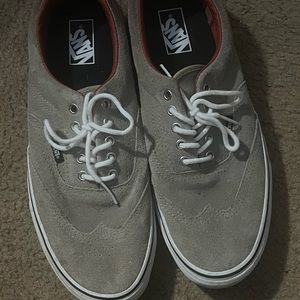 Vans suede tan with white and black with red trim